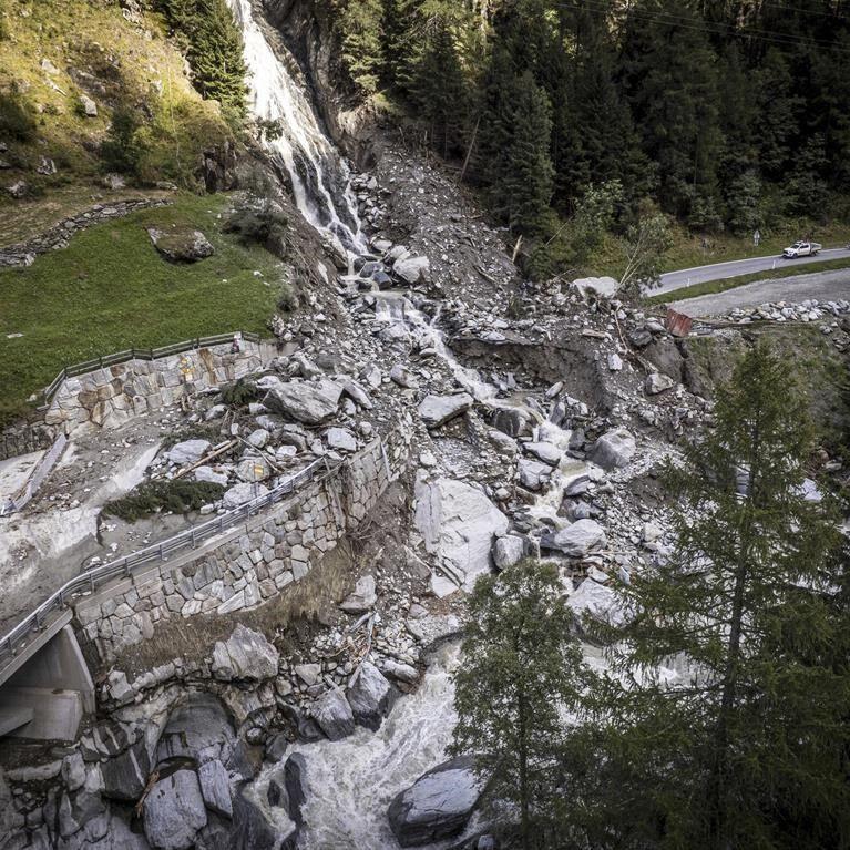 Tourists helicoptered down from Swiss mountain resort after mudslide cuts off road access